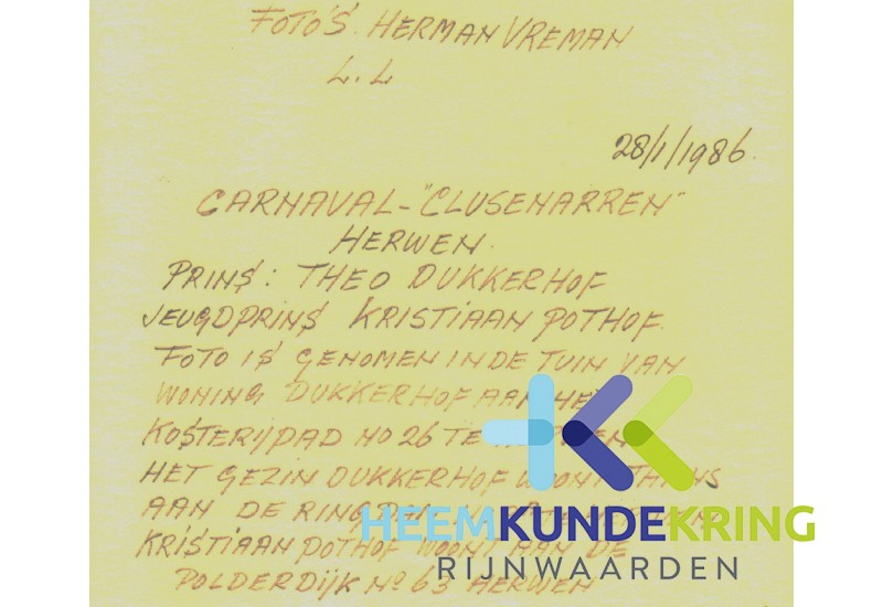 Herwen Clusenarren prins Th.Dukkerhof jeugdprins Kristiaan Pothof 28-01-1986 F000003 (1)
